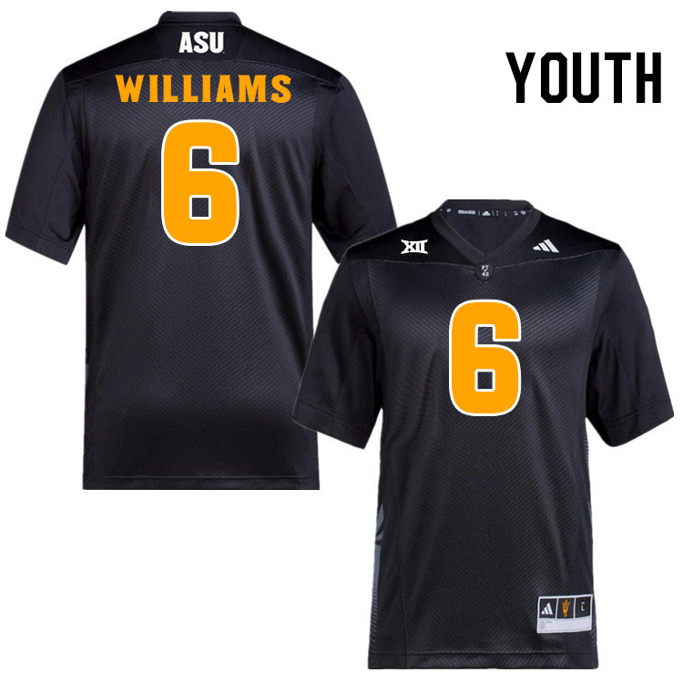 Youth #6 Macen Williams Arizona State Sun Devils College Football Jerseys Stitched-Black